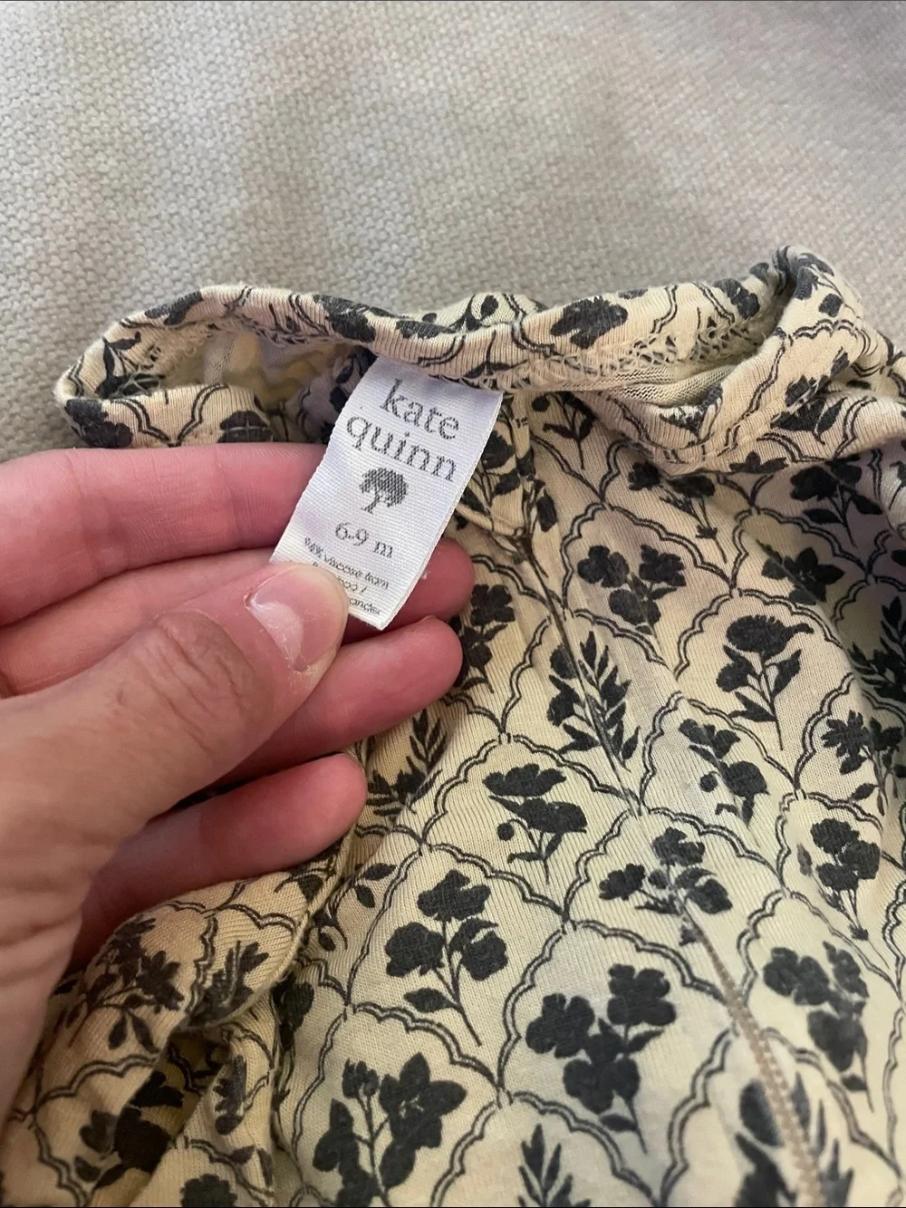 kate quinn Set of Onesies Pajamas Rust Floral and Cream Botanical